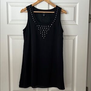 Black Sleeveless Dress with Studded Design